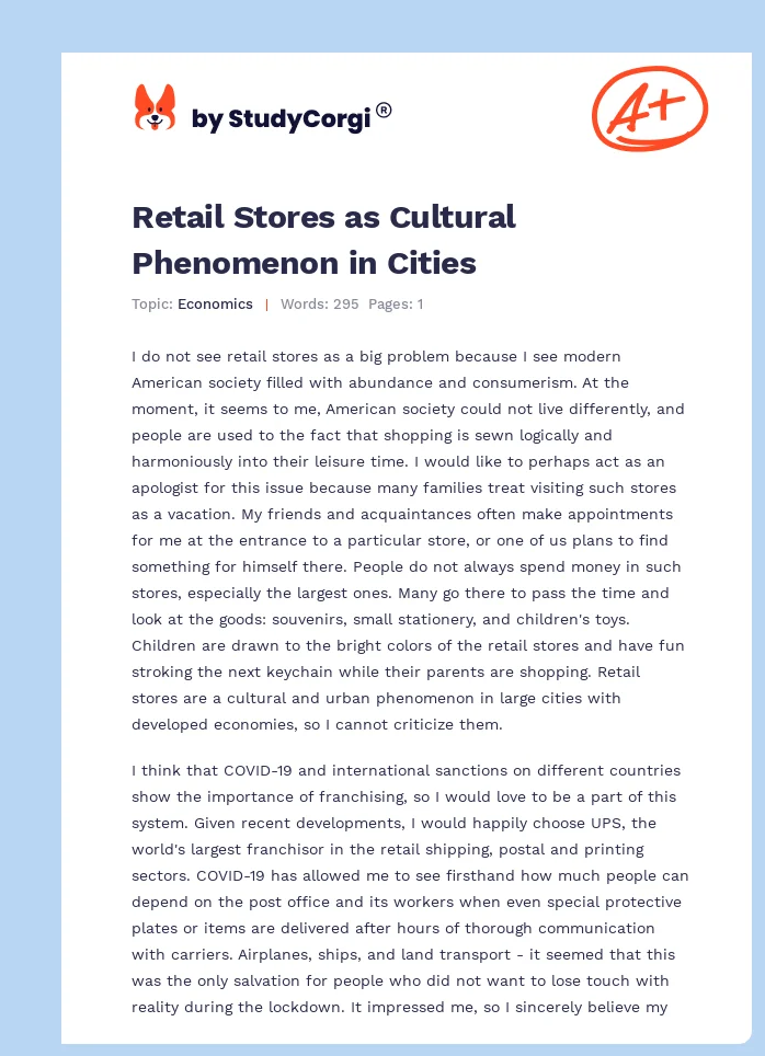 Retail Stores as Cultural Phenomenon in Cities. Page 1