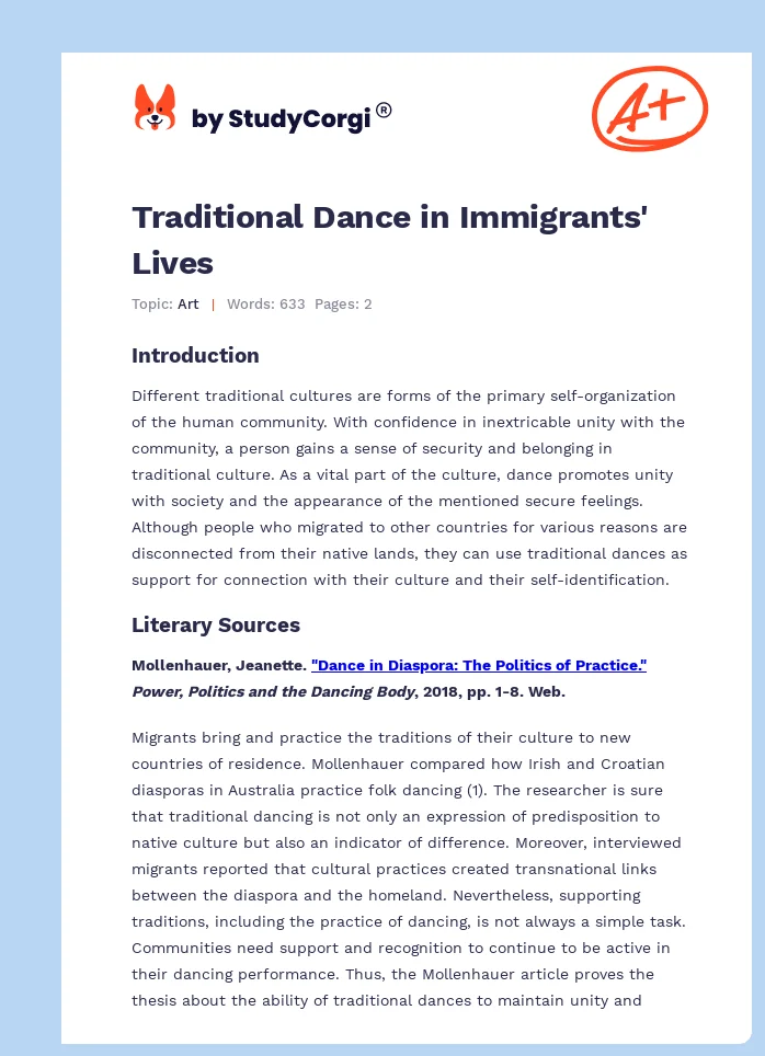 Traditional Dance in Immigrants' Lives. Page 1