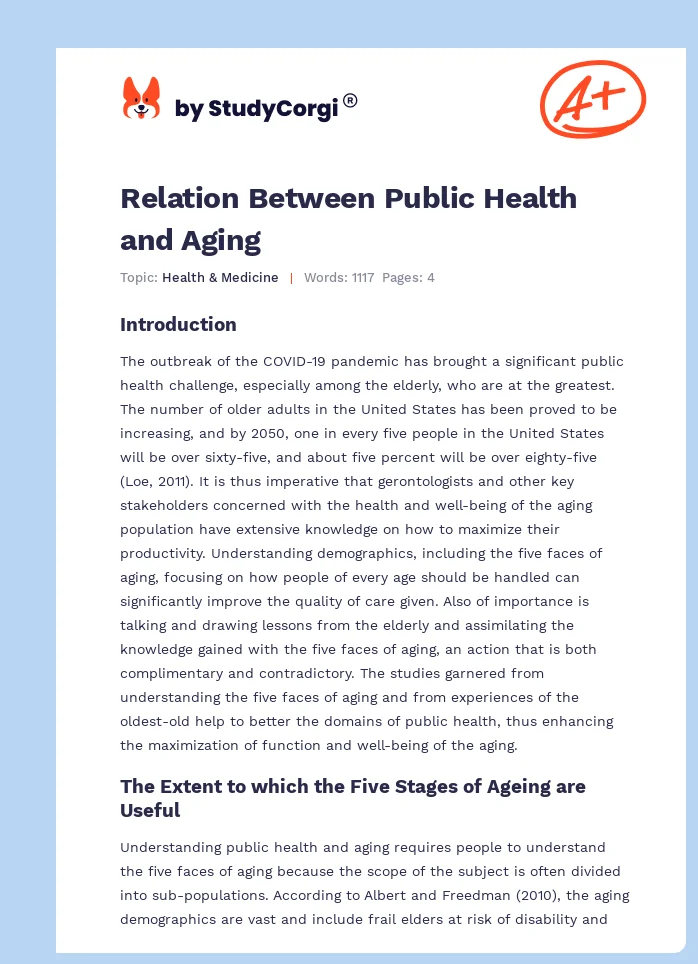 Relation Between Public Health and Aging. Page 1