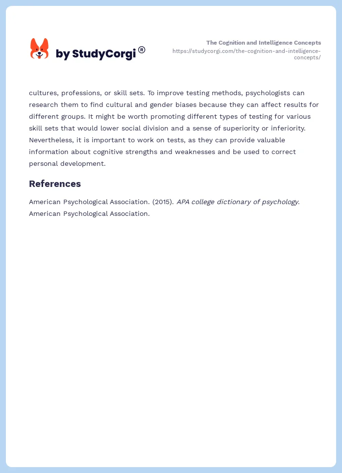The Cognition and Intelligence Concepts. Page 2