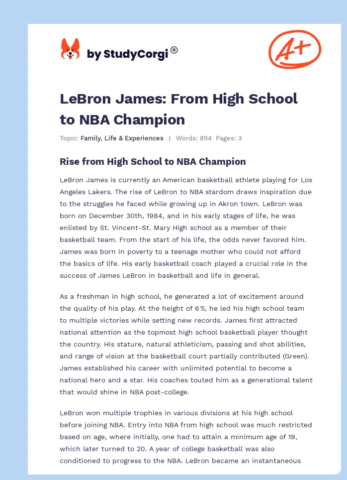 LeBron James: From High School to NBA Champion. Page 1