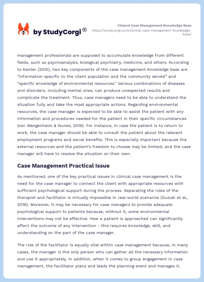 Clinical Case Management Knowledge Base. Page 2