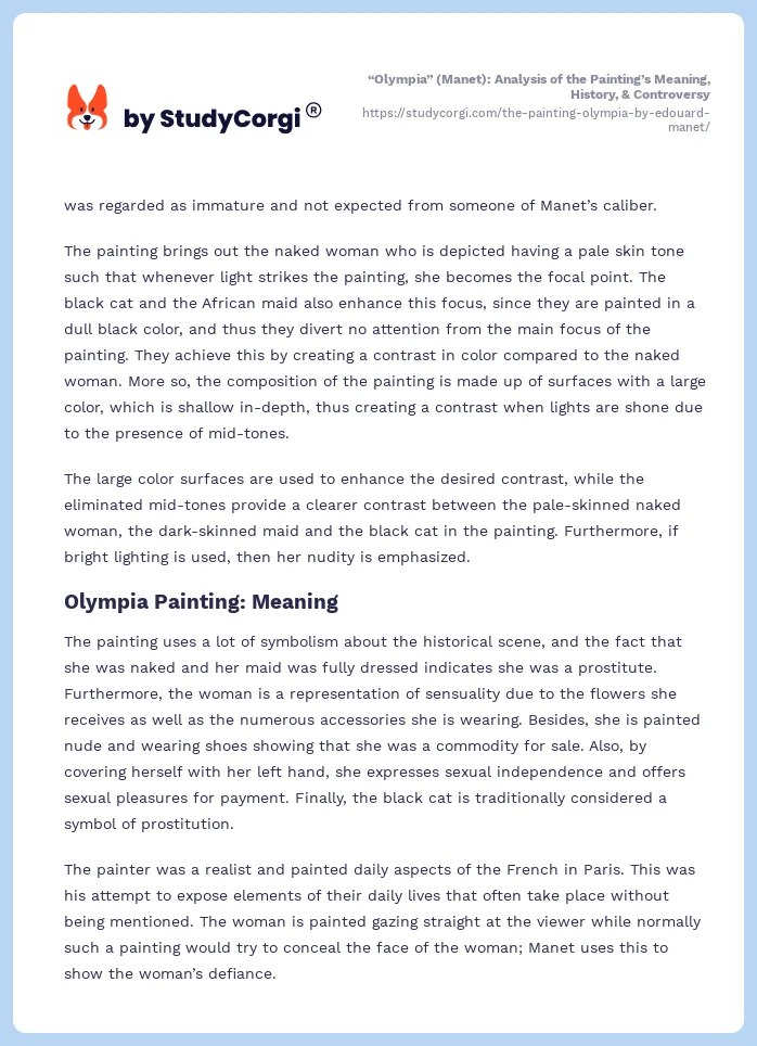 “Olympia” (Manet): Analysis of the Painting’s Meaning, History, & Controversy. Page 2