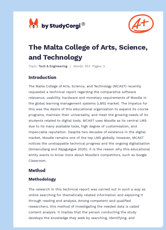 The Malta College of Arts, Science, and Technology. Page 1