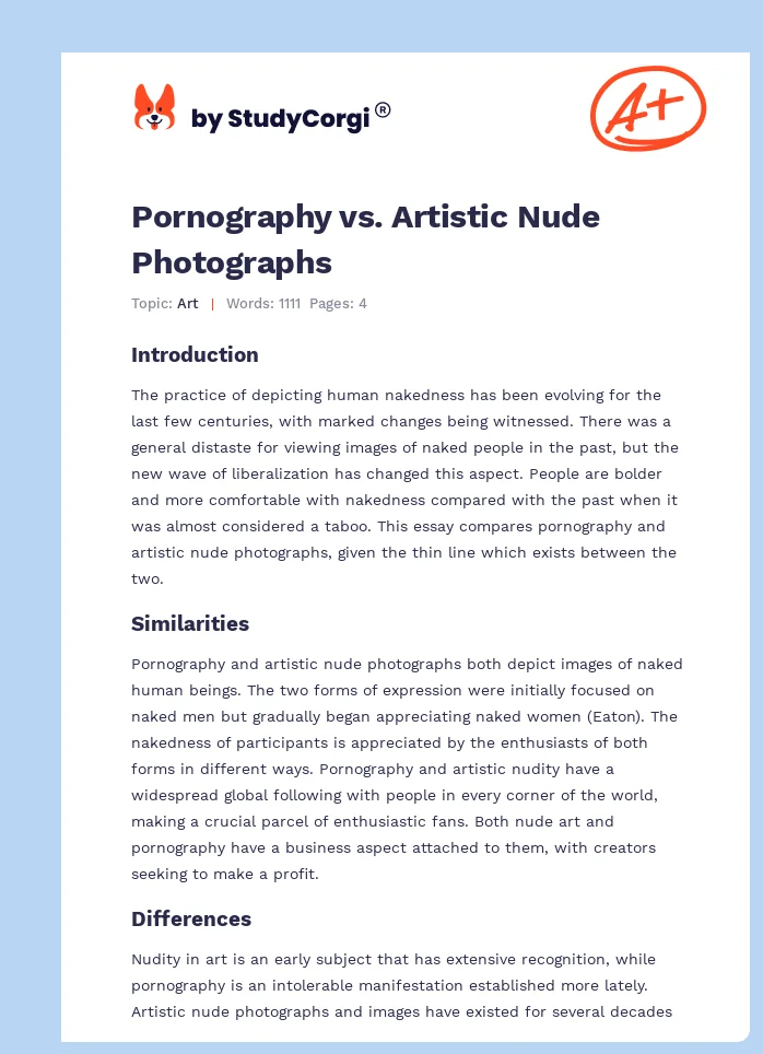 Pornography vs. Artistic Nude Photographs. Page 1