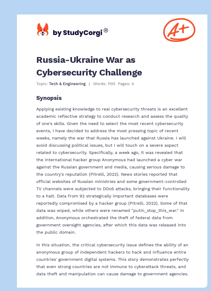 Russia-Ukraine War as Cybersecurity Challenge. Page 1