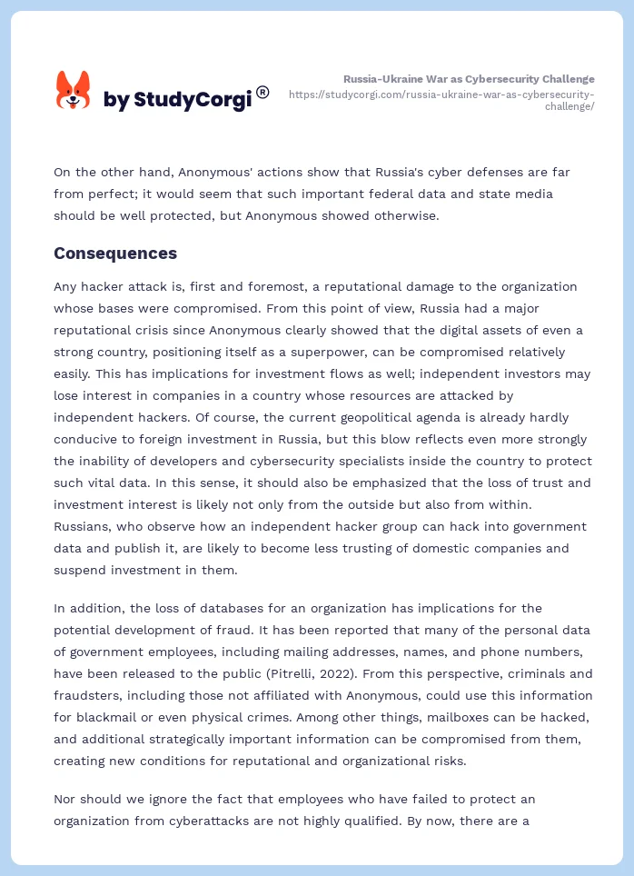 Russia-Ukraine War as Cybersecurity Challenge. Page 2