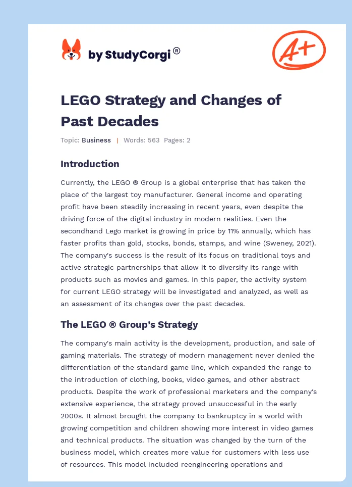 LEGO Strategy and Changes of Past Decades. Page 1
