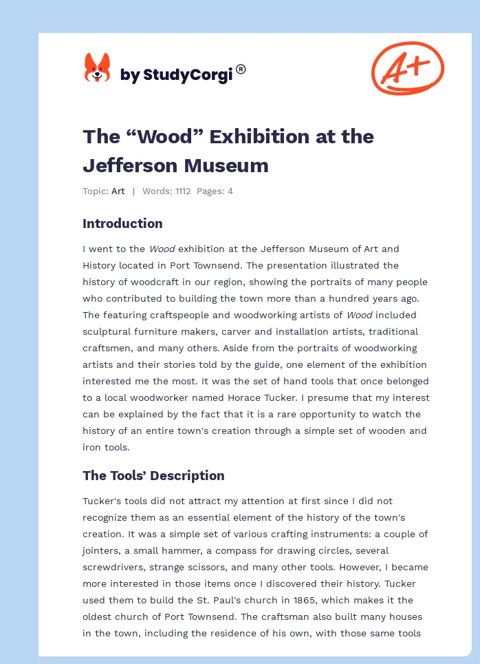 The “Wood” Exhibition at the Jefferson Museum. Page 1