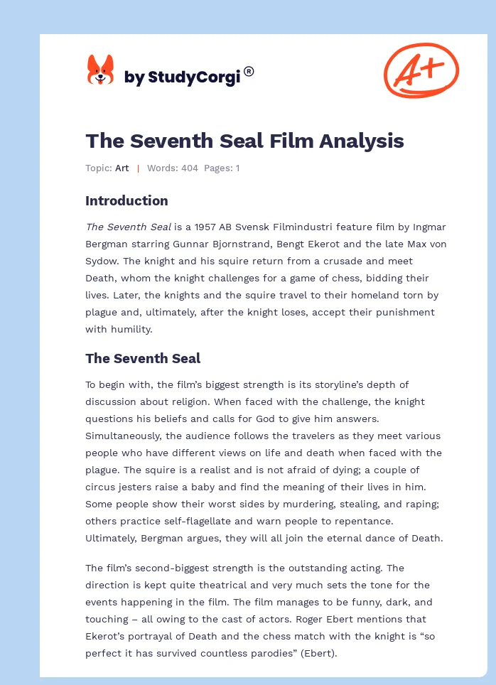 The Seventh Seal Film Analysis. Page 1