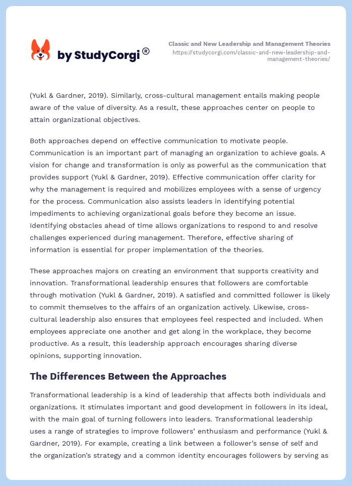 Classic and New Leadership and Management Theories. Page 2