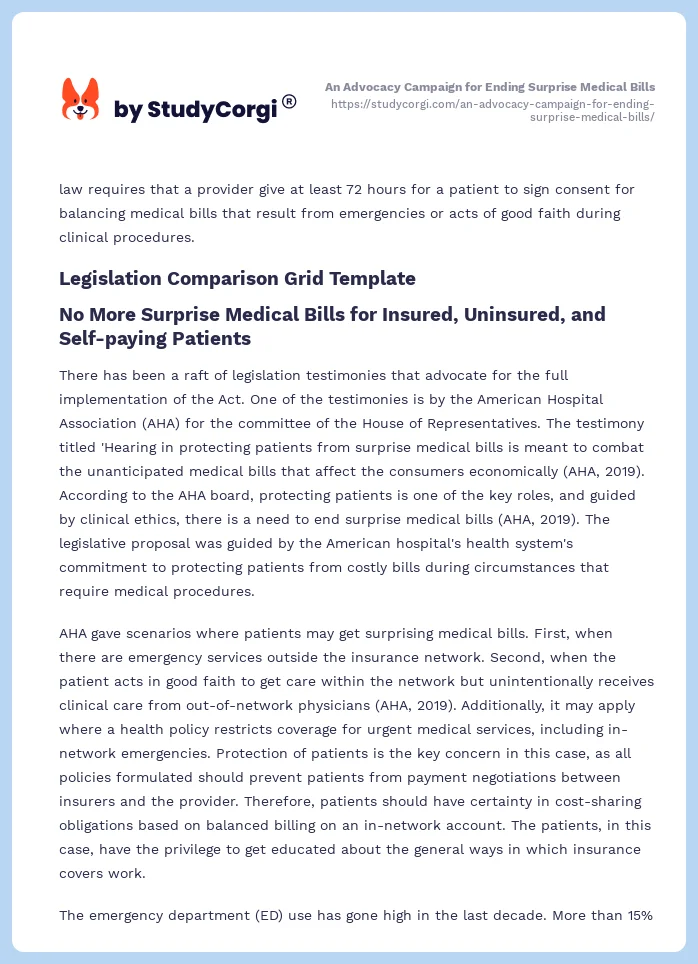 An Advocacy Campaign for Ending Surprise Medical Bills. Page 2