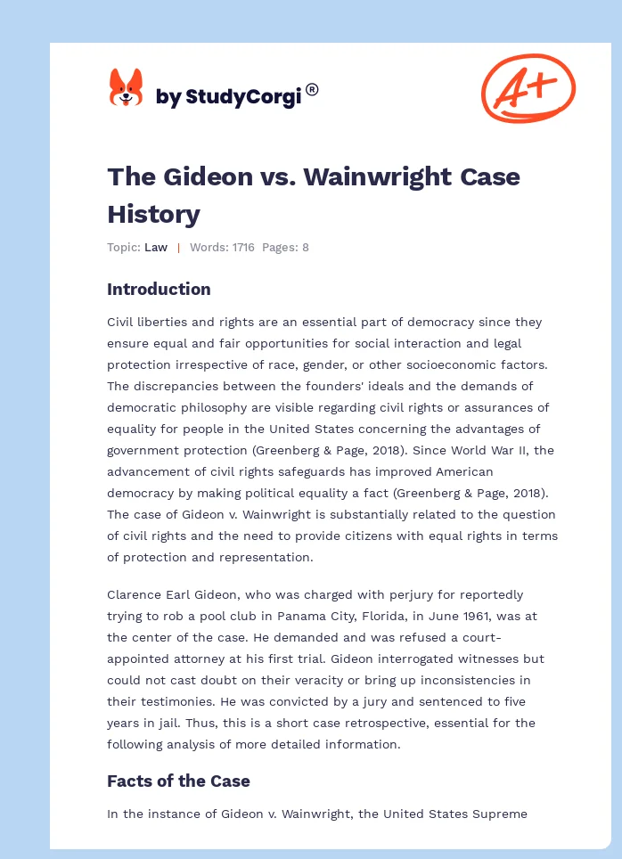 The Gideon vs. Wainwright Case History. Page 1