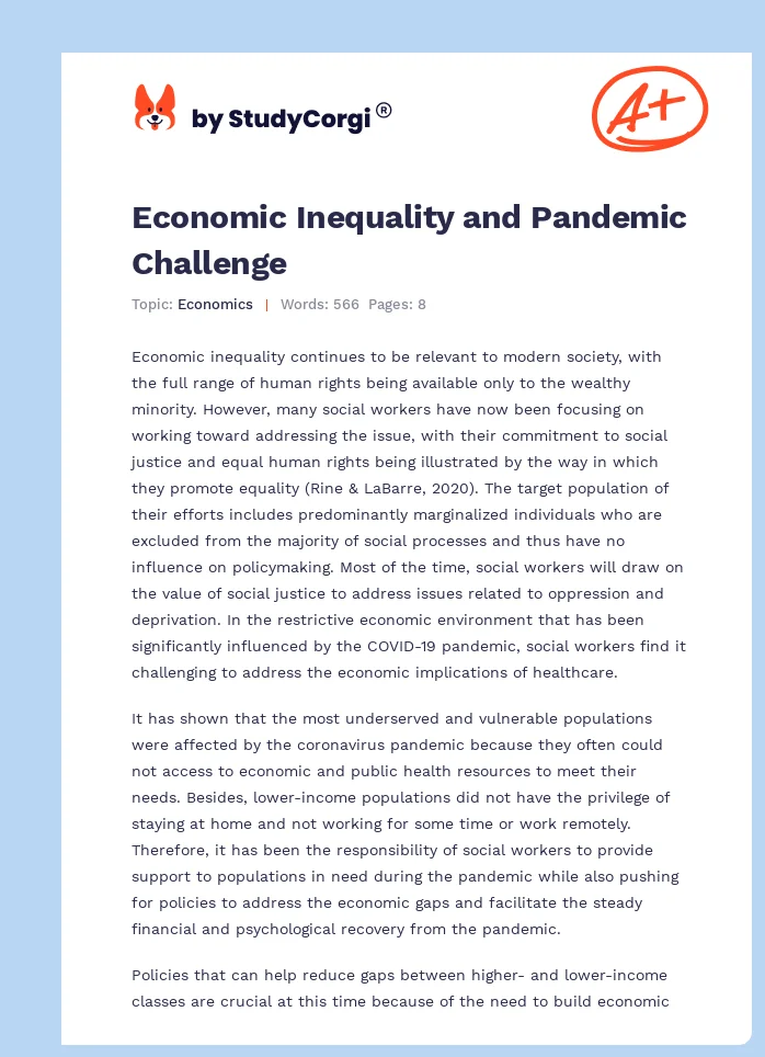Economic Inequality and Pandemic Challenge. Page 1