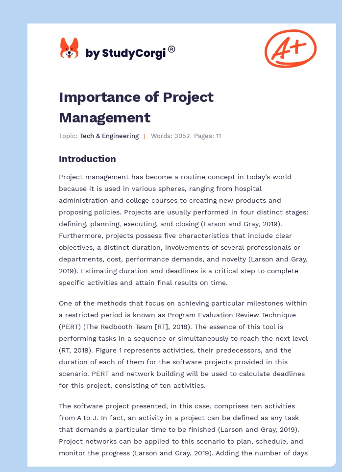 Importance of Project Management. Page 1