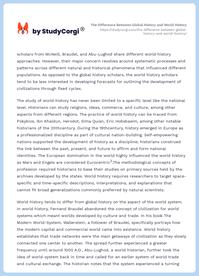 The Difference Between Global History and World History. Page 2