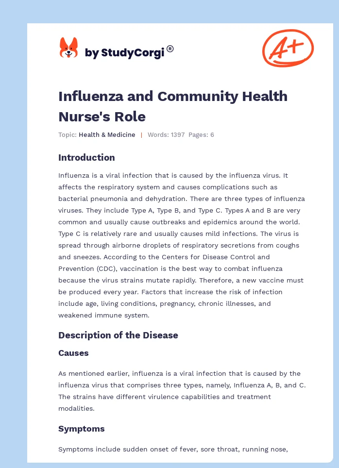 Influenza and Community Health Nurse's Role. Page 1