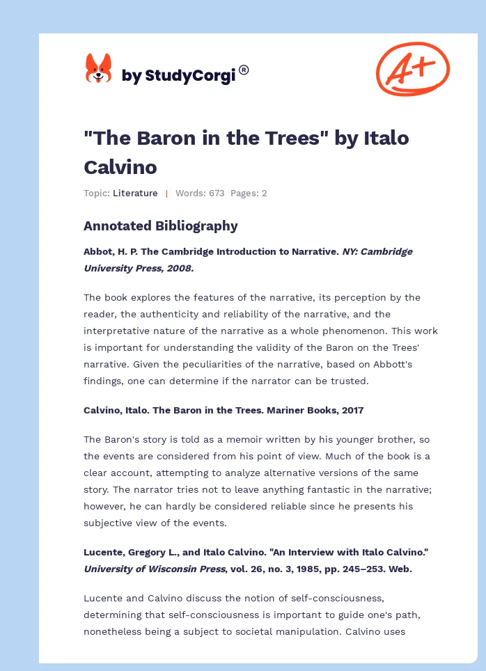 "The Baron in the Trees" by Italo Calvino. Page 1