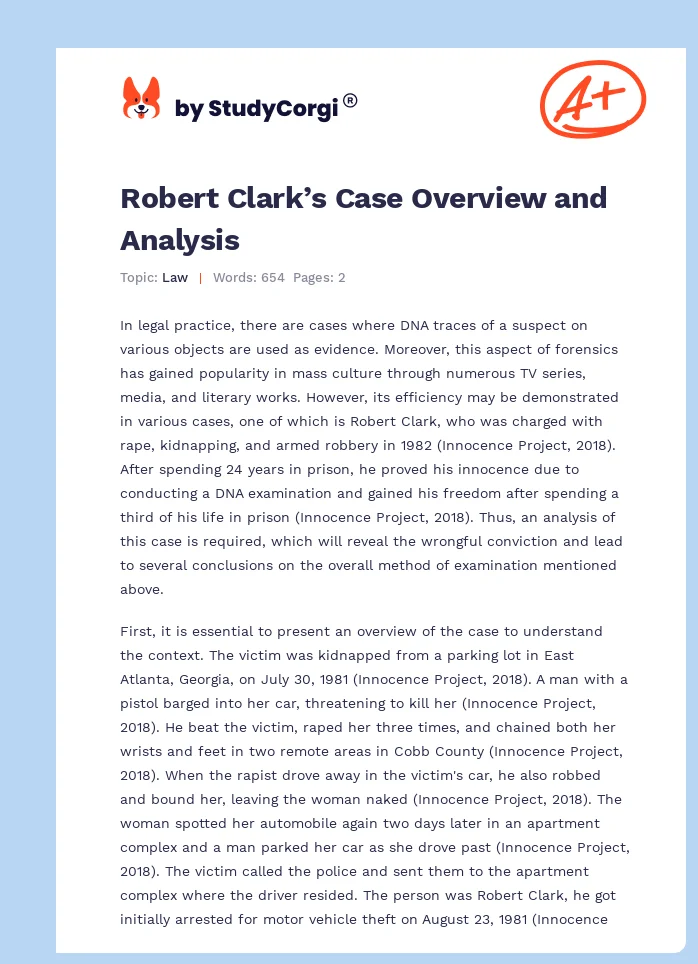 Robert Clark’s Case Overview and Analysis. Page 1