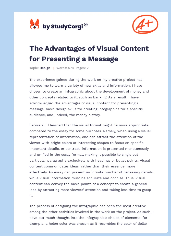 The Advantages of Visual Content for Presenting a Message. Page 1
