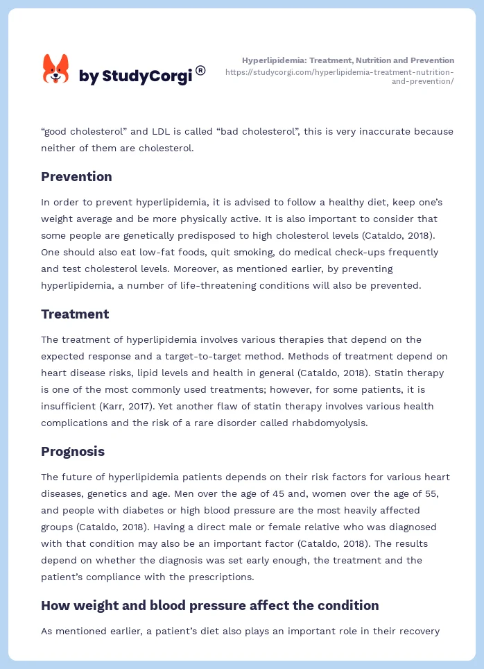 Hyperlipidemia: Treatment, Nutrition and Prevention. Page 2