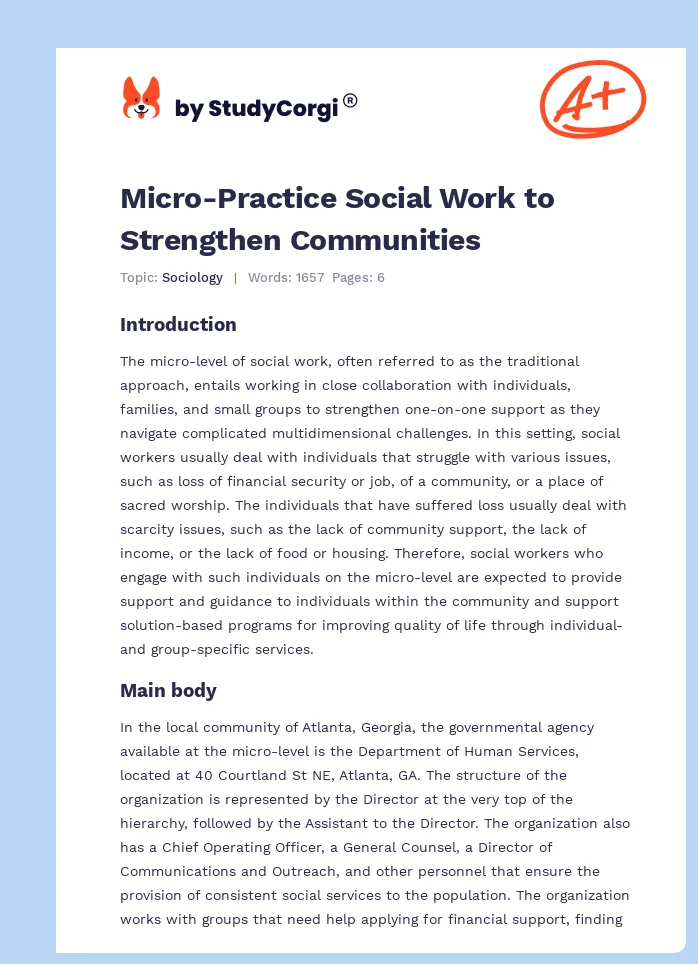 Micro-Practice Social Work to Strengthen Communities. Page 1