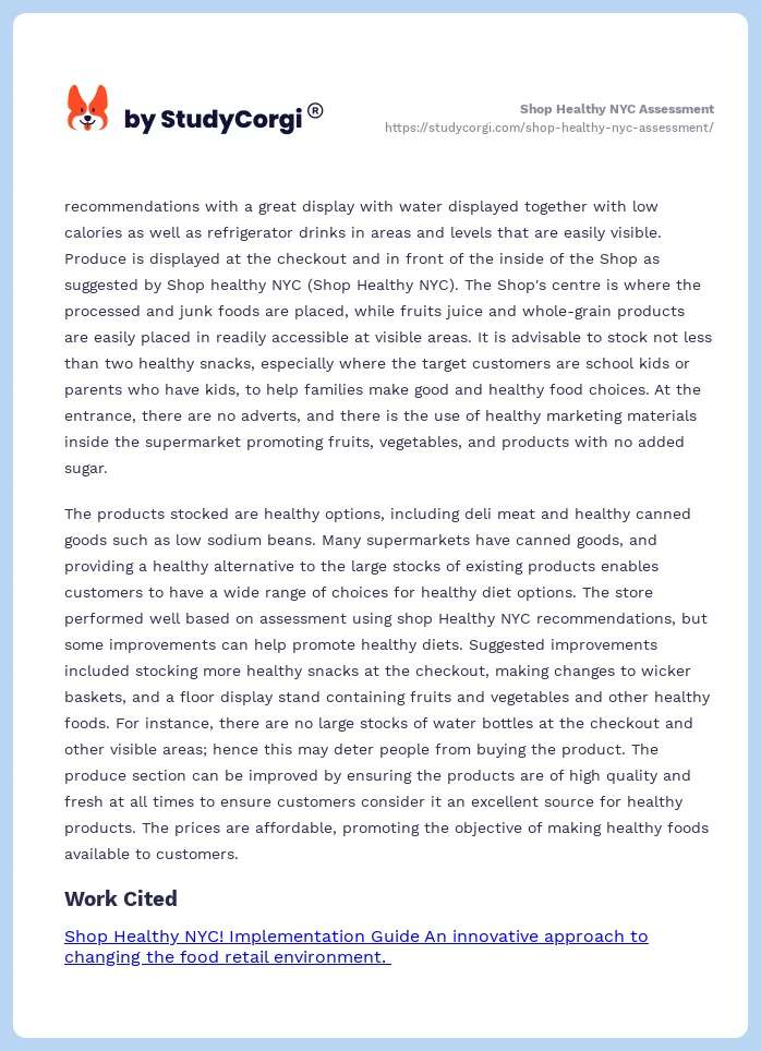 Shop Healthy NYC Assessment. Page 2