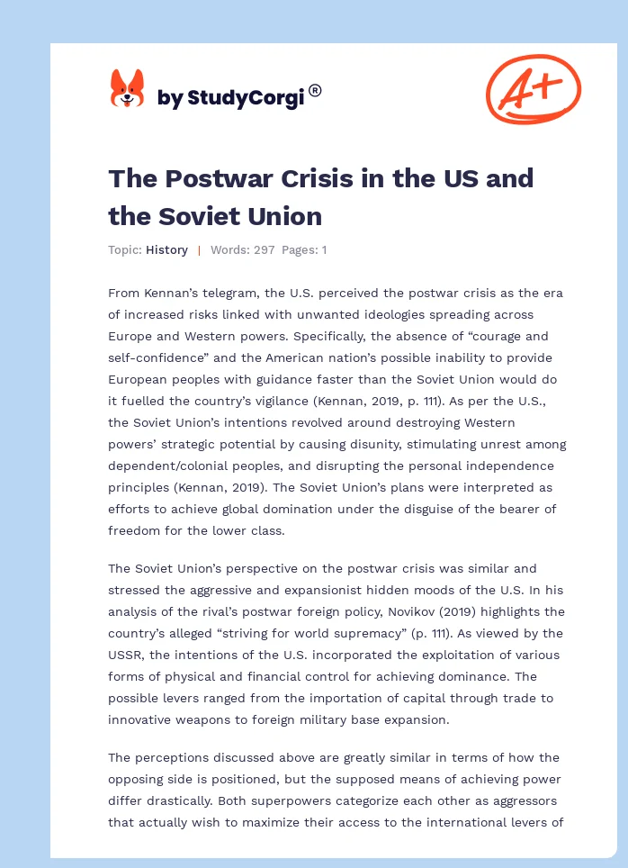 The Postwar Crisis in the US and the Soviet Union. Page 1