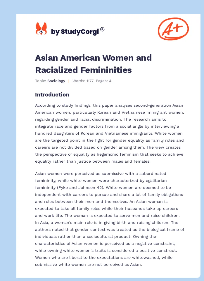 Asian American Women and Racialized Femininities. Page 1