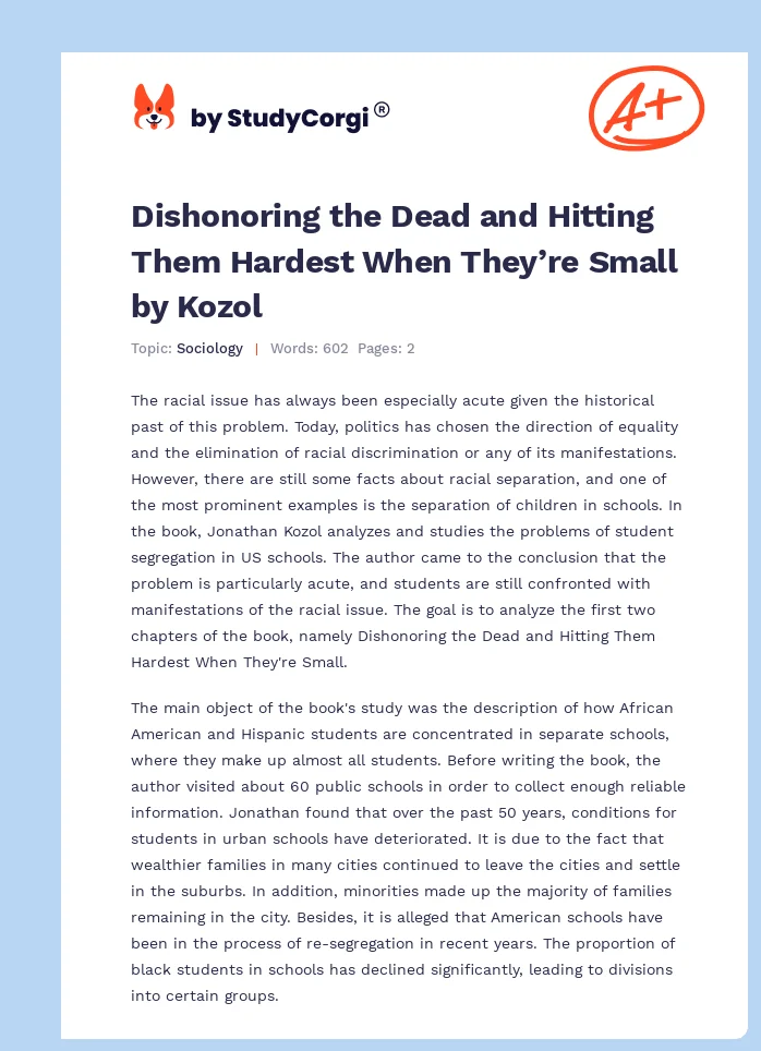 Dishonoring the Dead and Hitting Them Hardest When They’re Small by Kozol. Page 1