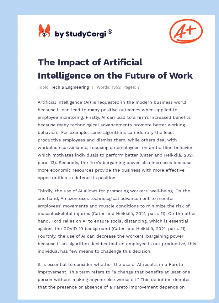 Artificial Intelligence in the Workplace: Pros and Cons. Page 1