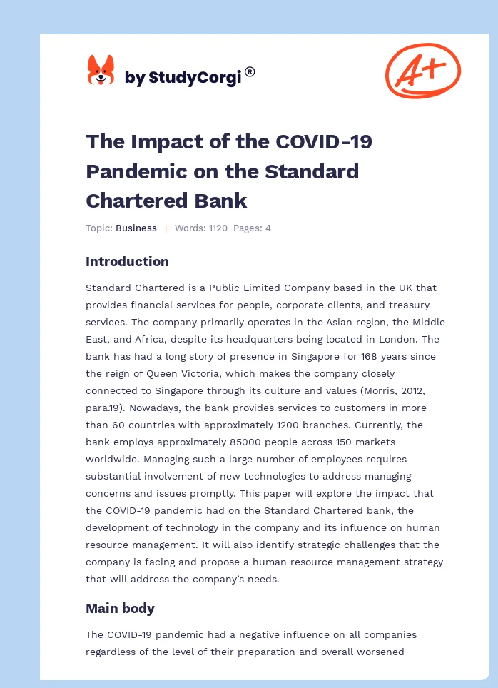 The Impact of the COVID-19 Pandemic on the Standard Chartered Bank. Page 1