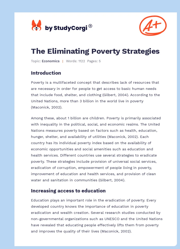 The Eliminating Poverty Strategies. Page 1