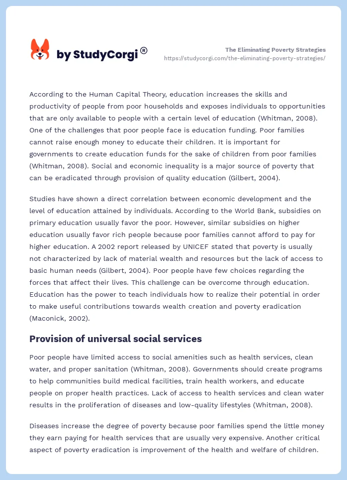 The Eliminating Poverty Strategies. Page 2
