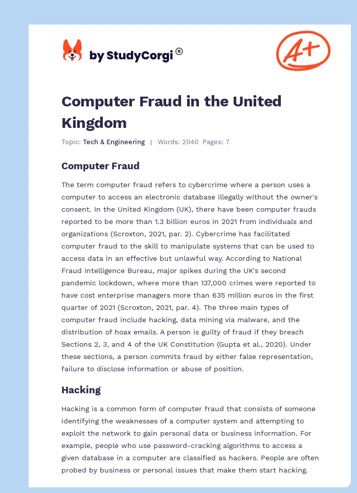 Computer Fraud in the United Kingdom. Page 1