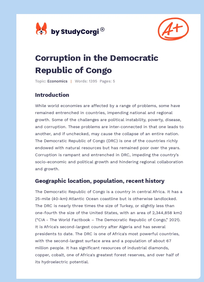 Corruption in the Democratic Republic of Congo. Page 1