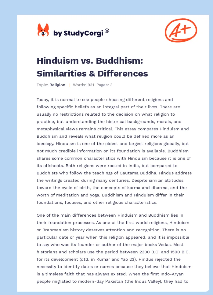 Hinduism vs. Buddhism: Similarities & Differences. Page 1