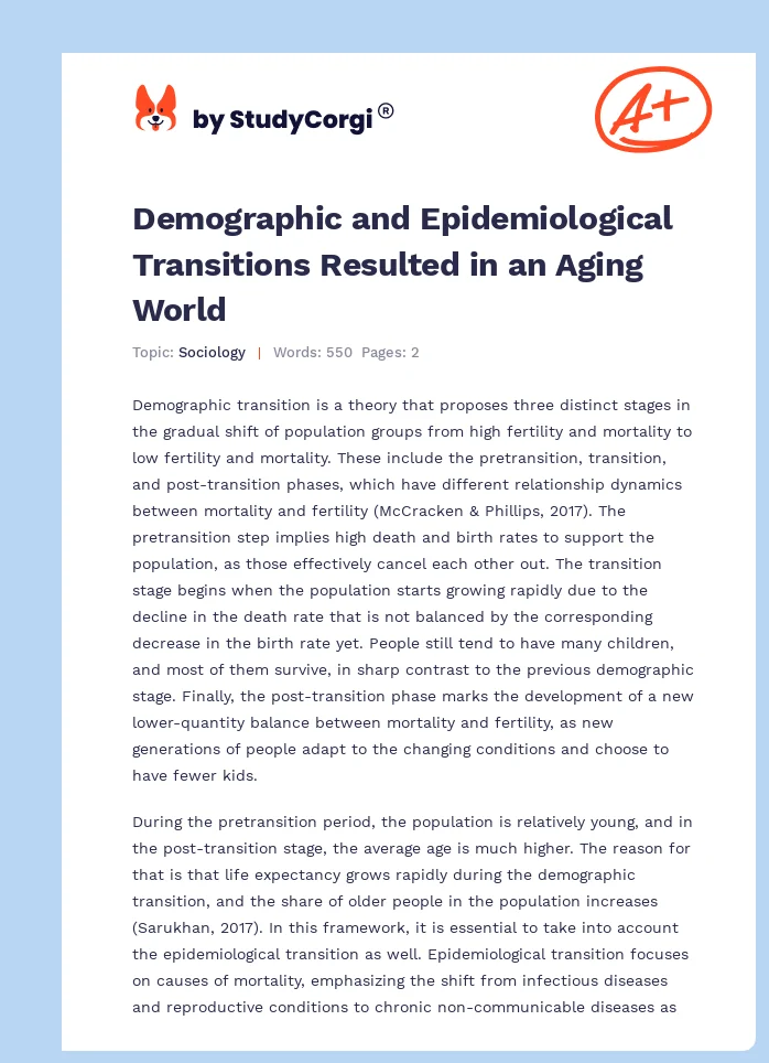 Demographic and Epidemiological Transitions Resulted in an Aging World. Page 1