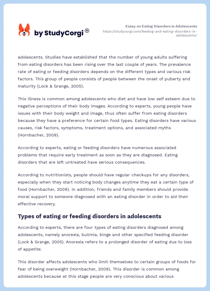 Essay on Eating Disorders in Adolescents. Page 2
