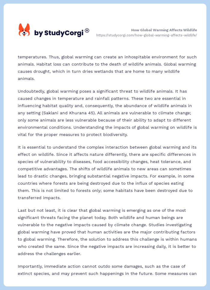 How Global Warming Affects Wildlife. Page 2