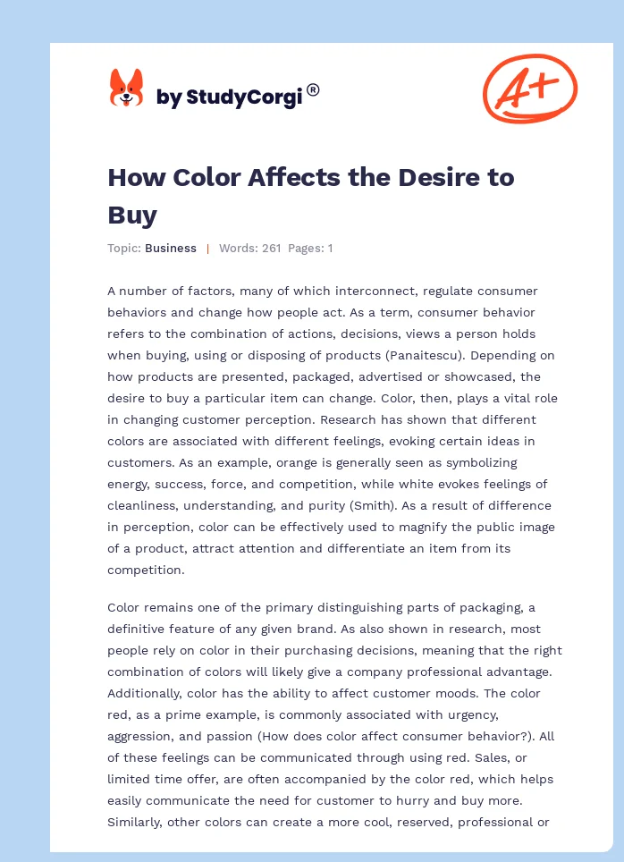 How Color Affects the Desire to Buy. Page 1