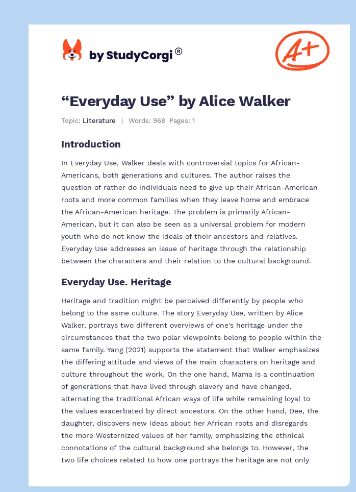 “Everyday Use” by Alice Walker. Page 1