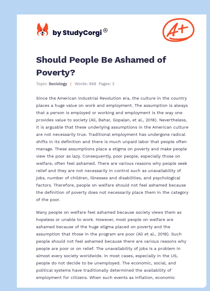 Should People Be Ashamed of Poverty?. Page 1