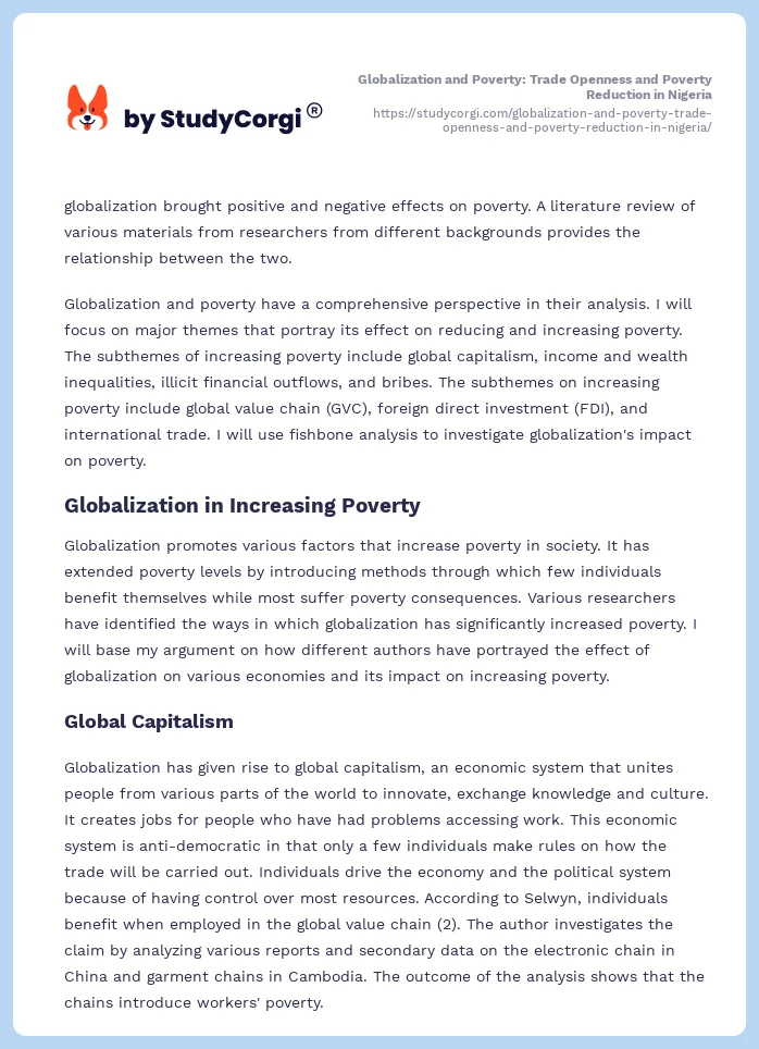Globalization and Poverty: Trade Openness and Poverty Reduction in Nigeria. Page 2