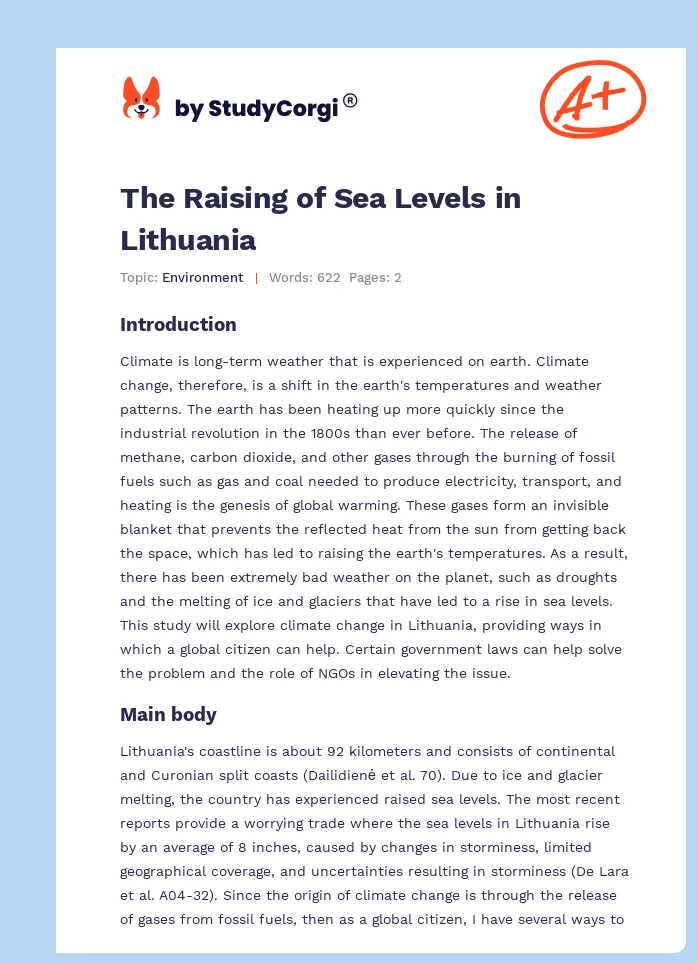 The Raising of Sea Levels in Lithuania. Page 1