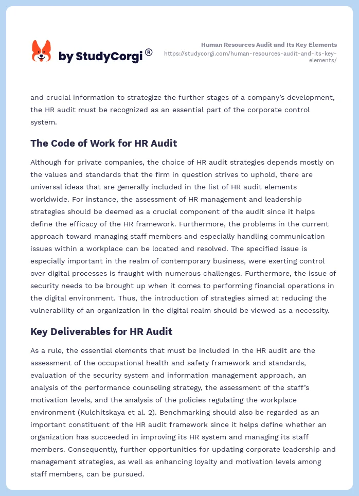 Human Resources Audit and Its Key Elements. Page 2