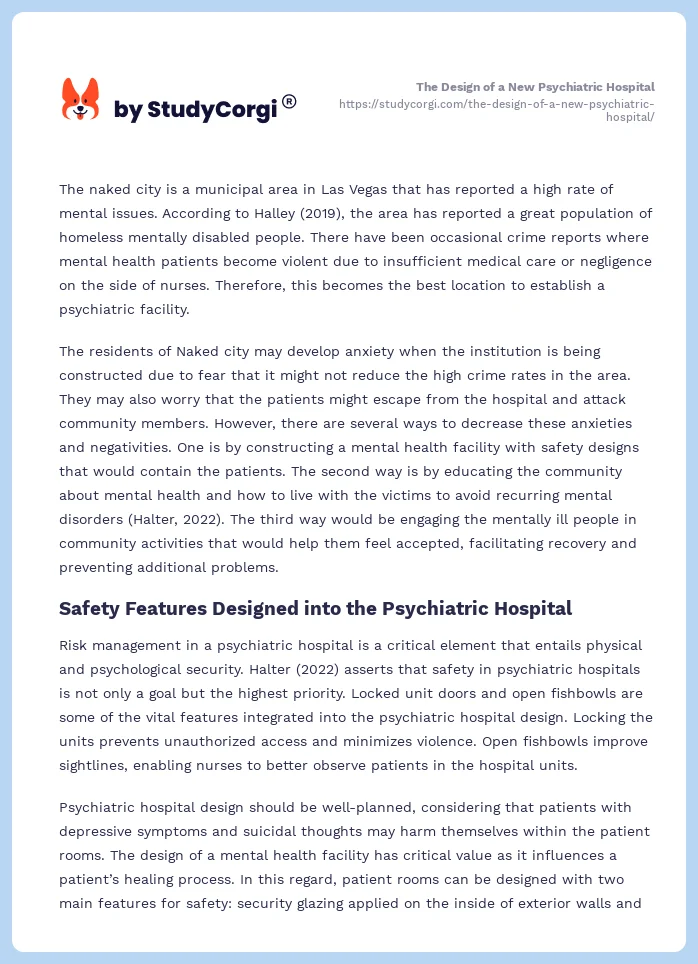 The Design of a New Psychiatric Hospital. Page 2