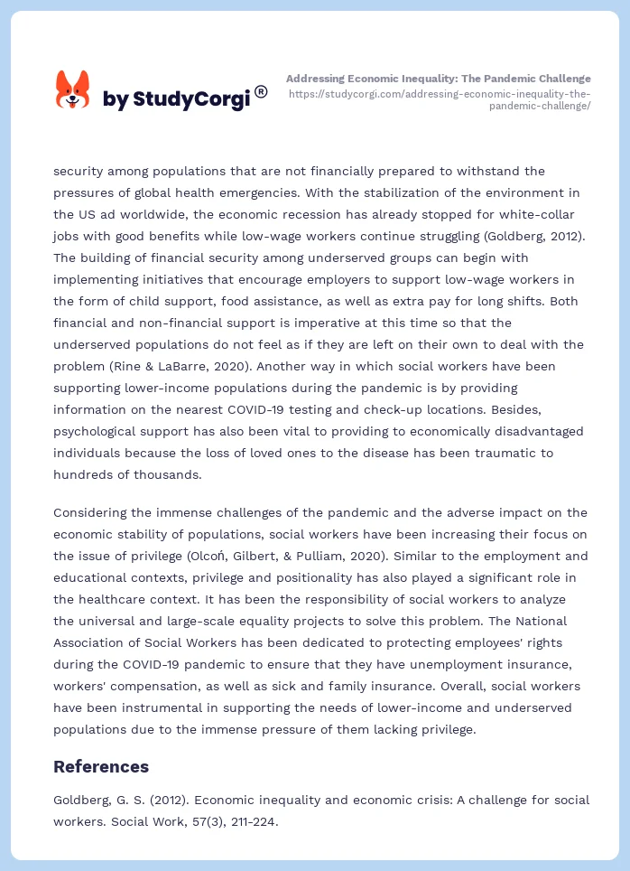 Addressing Economic Inequality: The Pandemic Challenge. Page 2