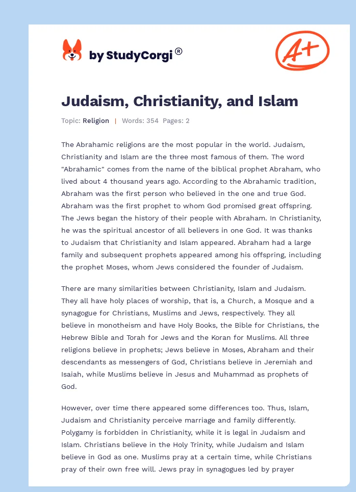 Judaism, Christianity, and Islam. Page 1