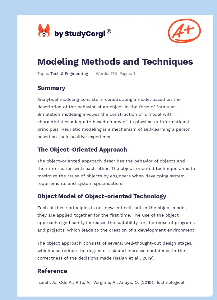 Modeling Methods and Techniques. Page 1